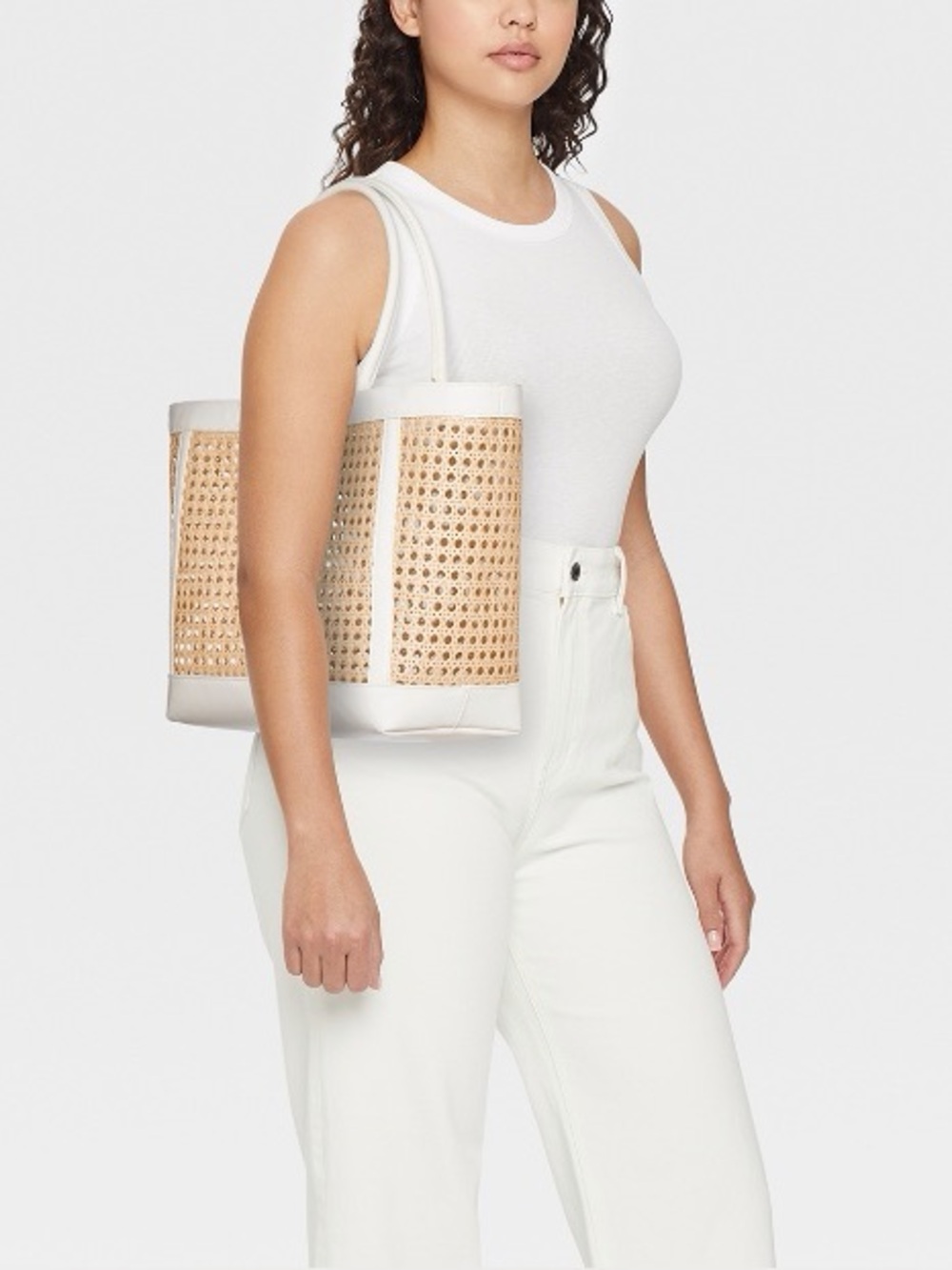 a new day Straw Woven Tote with Cream Trim